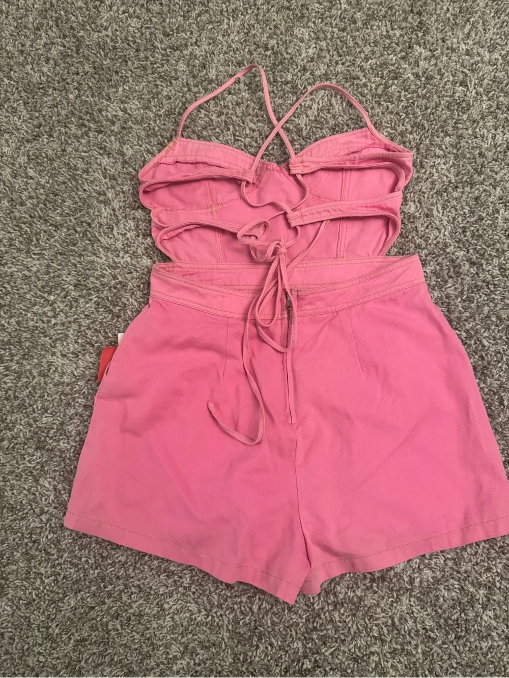 Strappy Pink Romper with Sweetheart Bodice